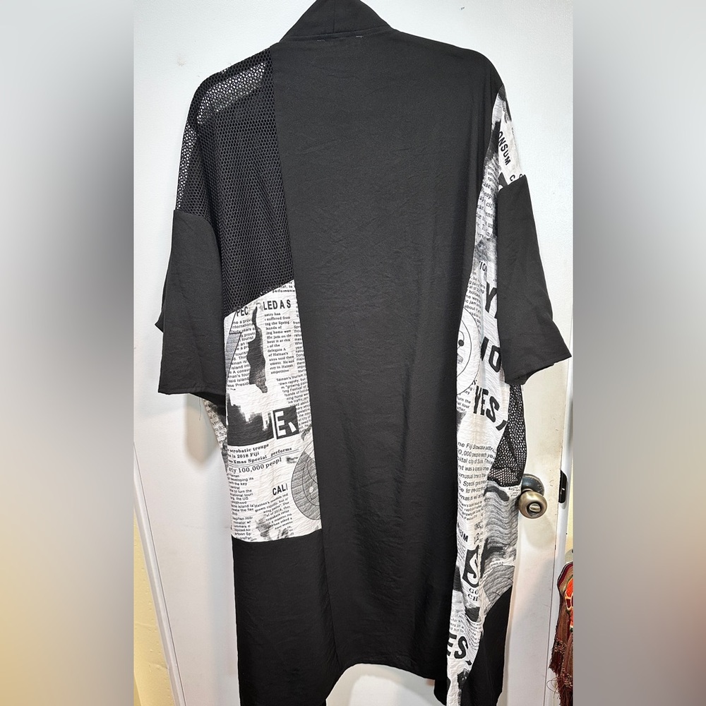 Kate Hewko Newsprint and Mesh Kimono